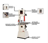 JET JWBS-14SFX-BLK Black 230V Single Phase 14” Vertical Bandsaw with 21”x17” Table JT1-1371
