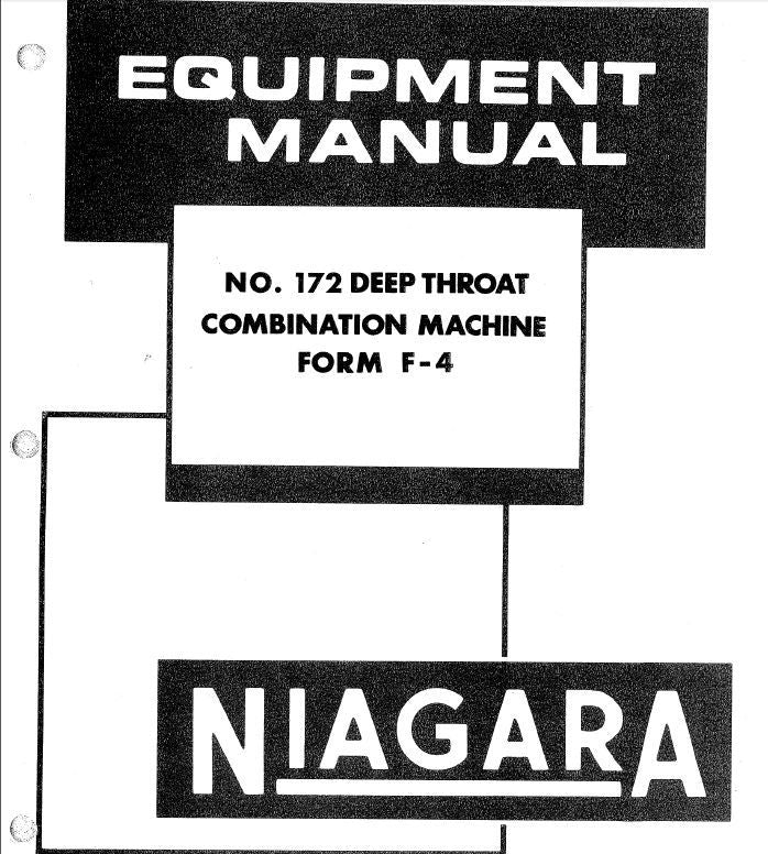 NIAGARA INSTRUCTIONS PARTS LIST BOOK MDL 172 – Batavia Machinery, Inc