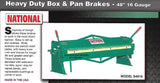 National 4' Bench Model Brake, 16 gauge Mdl S4816