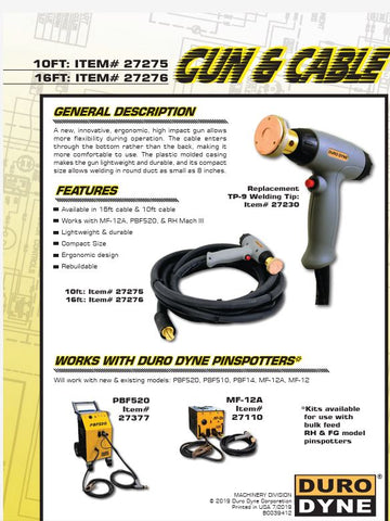 Duro Dyne DD-27275 - 10' Gun & Cable Assembly