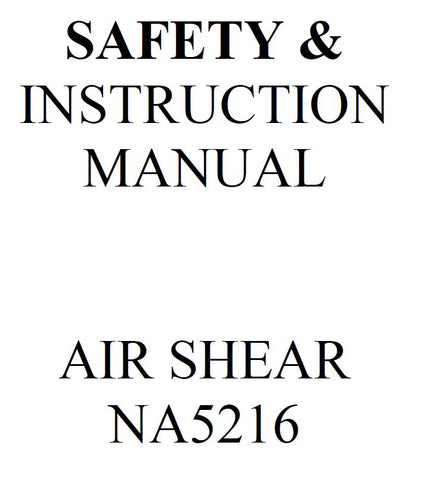 NATIONAL SHEET METAL SAFETY & INSTRUCTION MANUAL MDL NA5216