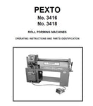 Pexto 3416 & 3418 Roll Forming Machine Operating Instructions parts book