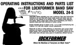 Lockformer Band Saw Model 24S Parts book