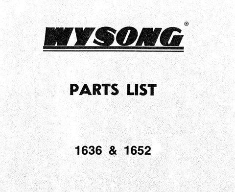 Wysong 1636 & 1652 Parts List